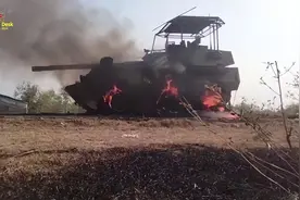 警惕！一辆中国造轮式突击炮被击毁，装有防无人机顶棚却仍遭偷袭图片