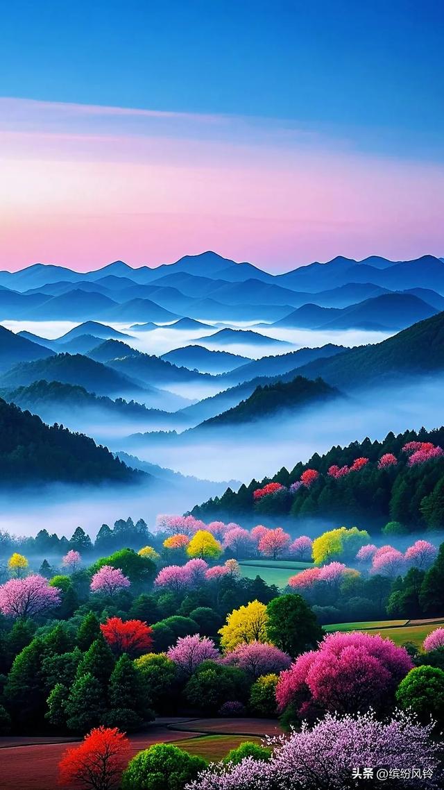 雾是山的软缎，一层叠着一层