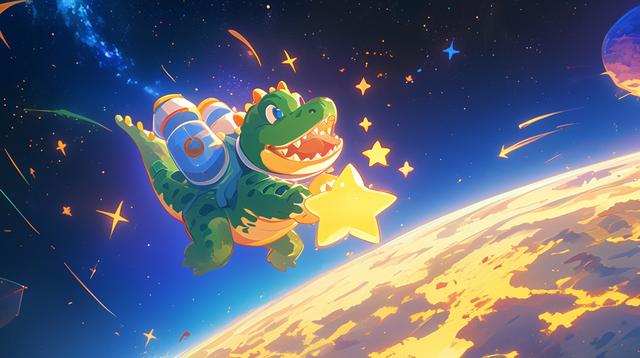 原创儿童绘本故事《小鳄鱼的星际探险》