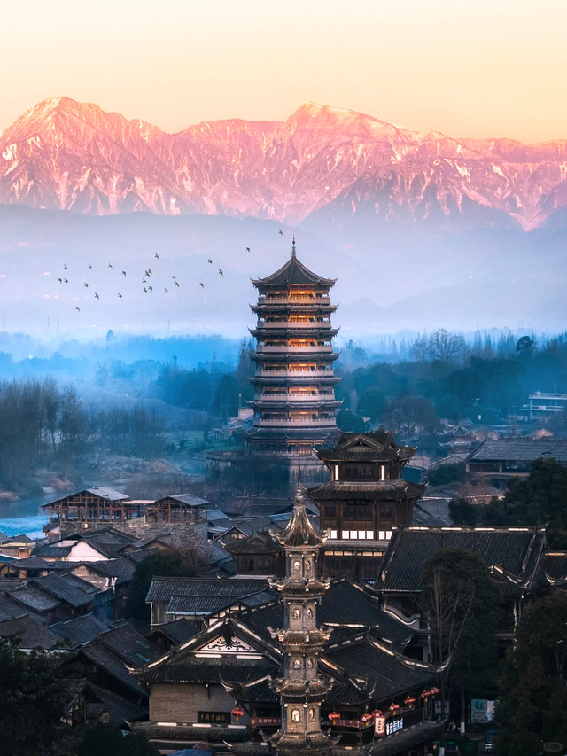 二刷元通古镇！成都周边1小时，被雪山下的千年古镇惊艳了~