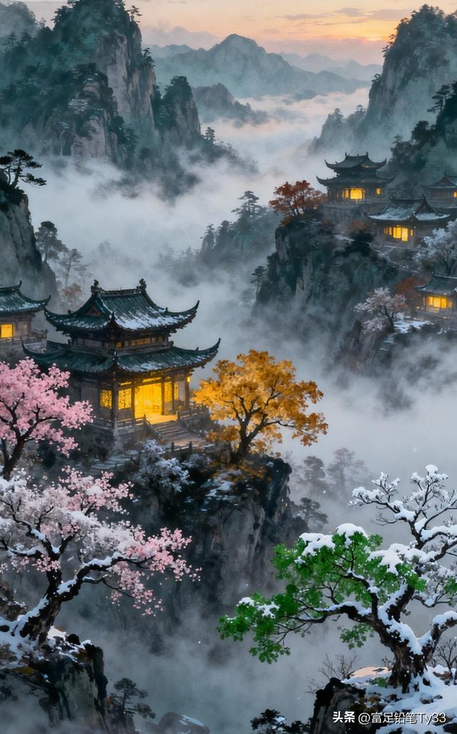 梦幻仙境，古风建筑，云雾缭绕，如诗如画！