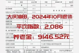 养老金高低，指数是关键，大庆油田2024年退休养老金核定是多少？图片