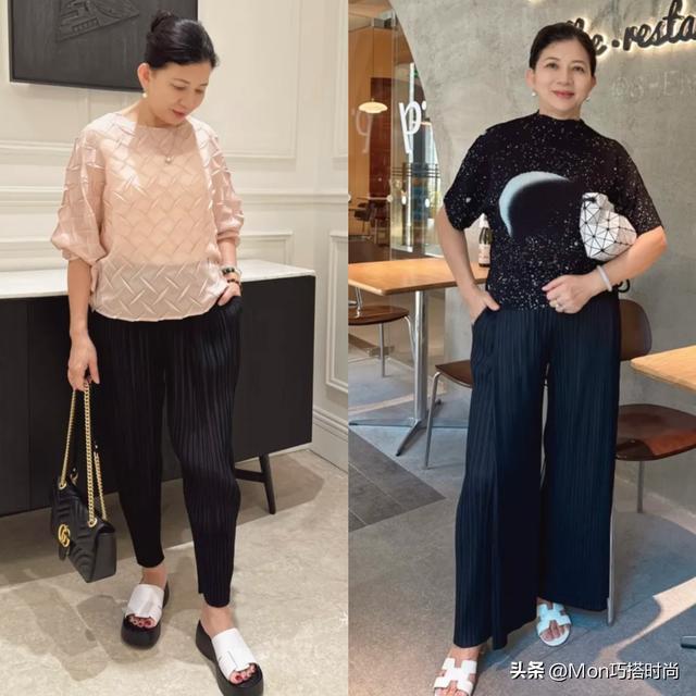这才是130斤阿姨该有的样子：衣松裤宽、发不烫卷，美得优雅得体
