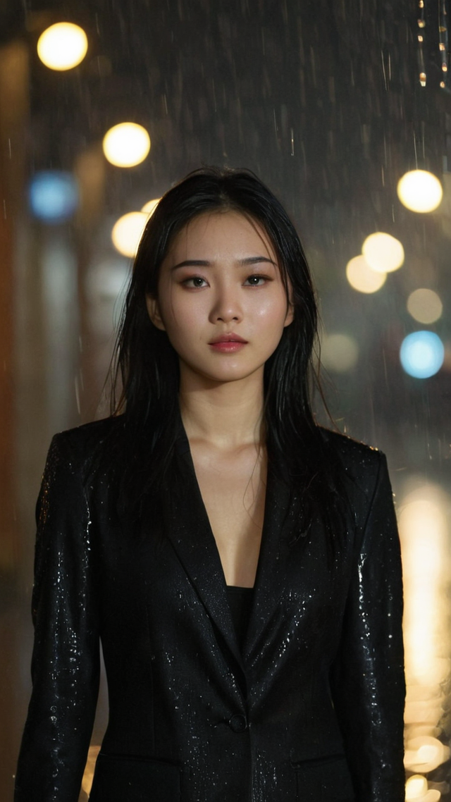 美女写真——雨中的女孩