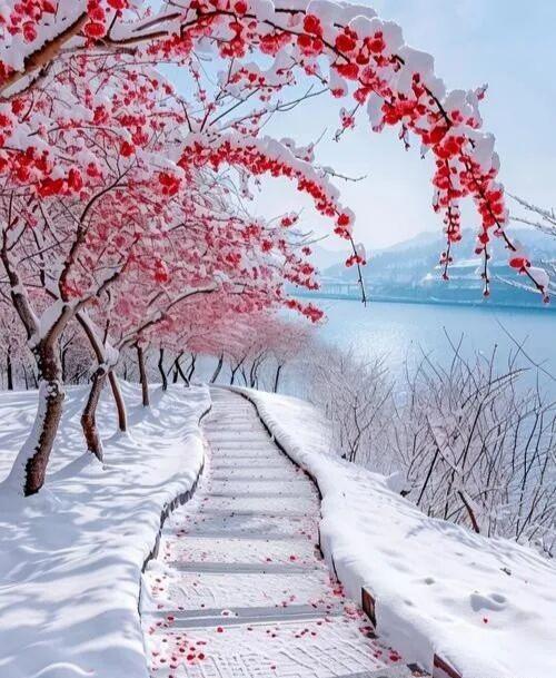 雪一落，这里的梅花便美成了诗，太漂亮了