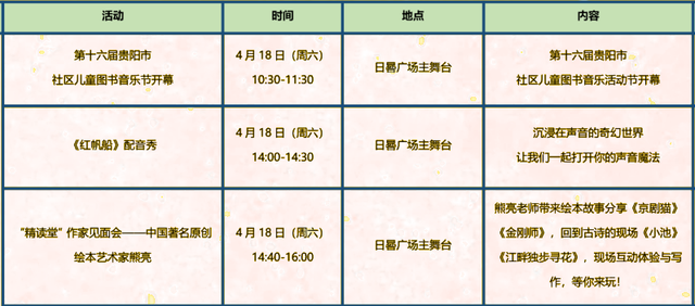 4月18、19日“第十六届贵阳市社区儿童图书音乐节”向你发出邀请