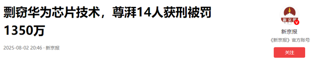 华为芯片大案14人全判刑！偷走9亿研发成果，公司被强制解散！