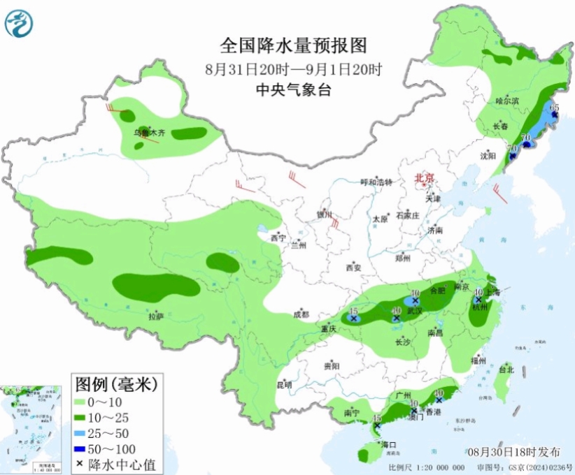 乌鲁木齐8月31号天气预报(从今晚到9月1日,东北地区东部和北部、黄淮、江淮、江汉和江南北部一带仍会断断续续迎来小到中雨) 乌鲁木齐8月31号天气预报(从今晚到9月1日,东北地区东部和北部、黄淮、江淮、江汉和江南北部一带仍会断断续续迎来小到中雨)