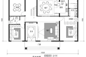 15.2米×9.3二层别墅农村自建房设计户型图图片