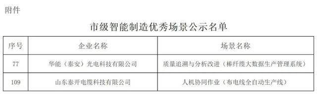我会2家会员企业入选2025年泰安市市级智能制造优秀场景名单