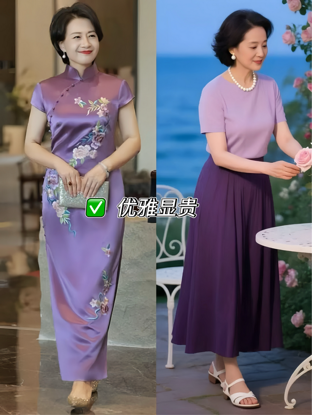 女人到了50、60岁，建议少穿深颜色，多穿“富贵色”，显白还高级