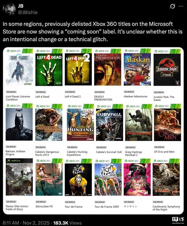 多款已下架的 Xbox 360 游戏重现微软商店