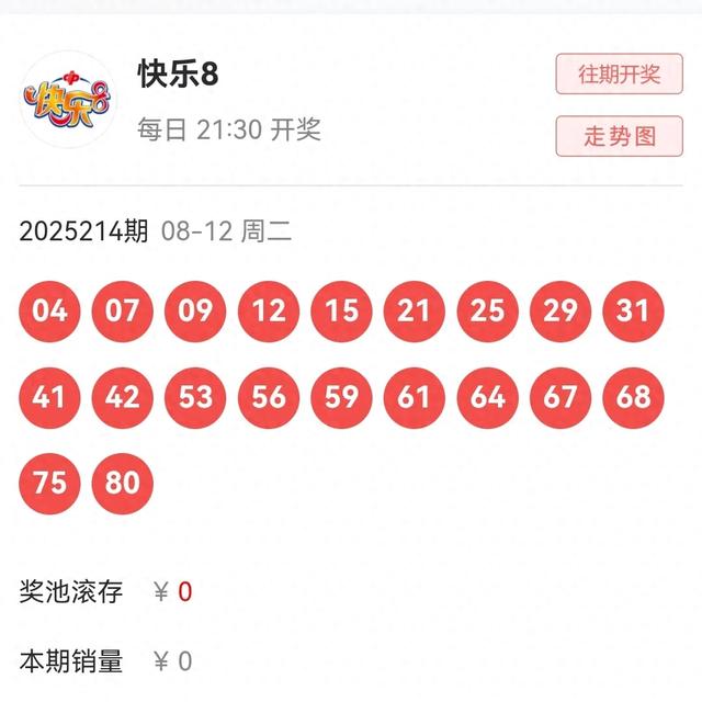 快乐8第215期