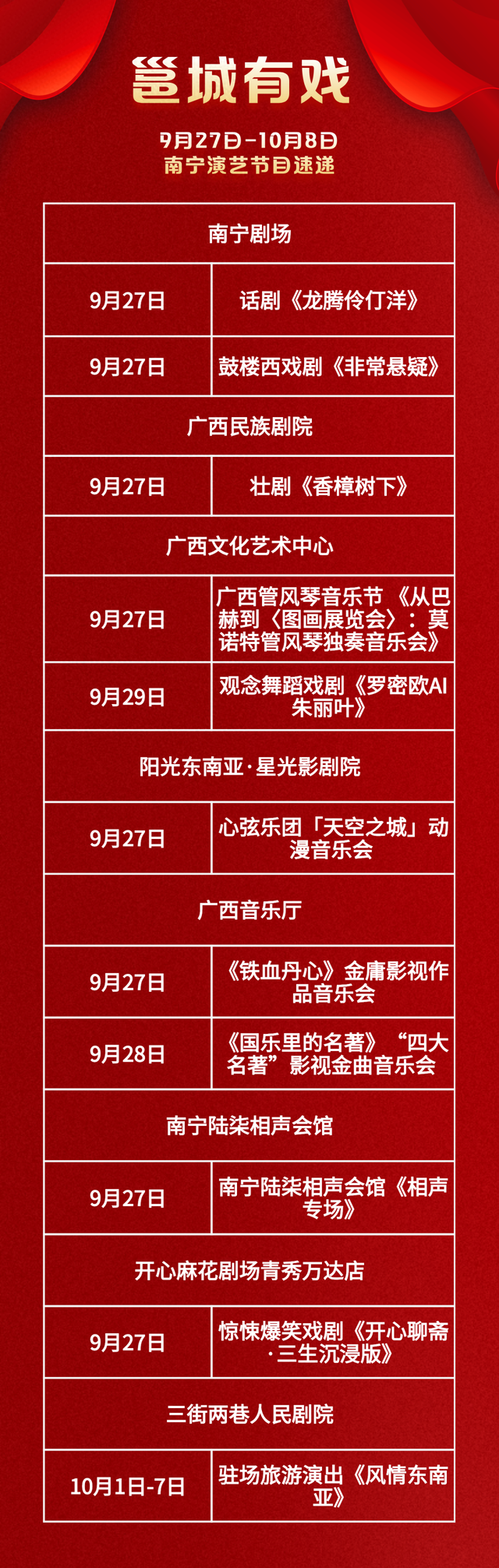 邕城有戏 | 到南宁，就有戏！国庆假期好戏连台