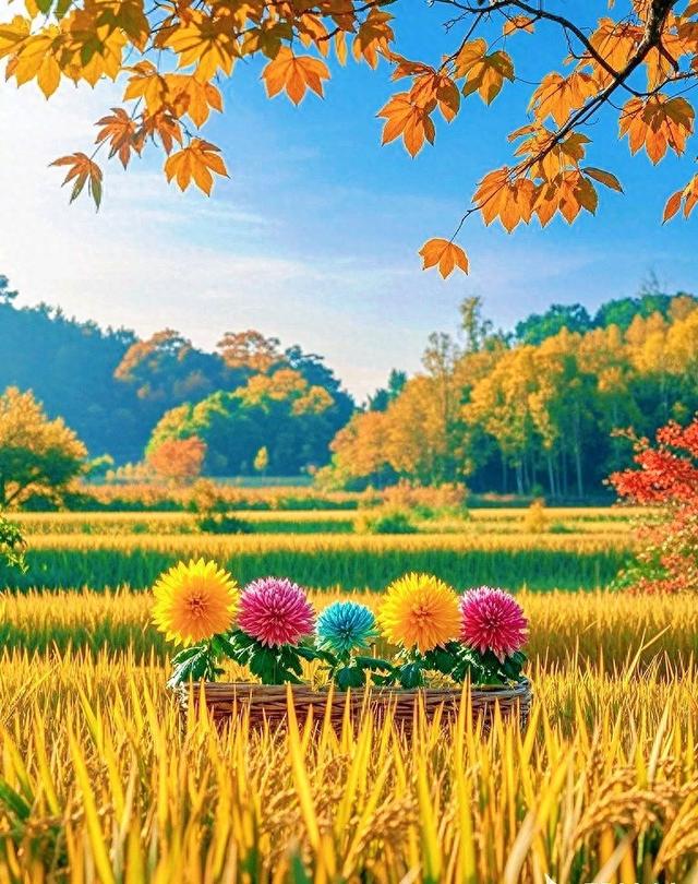 稻浪翻金，繁花织彩，秋意正浓