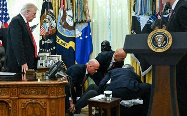 白宫椭圆办公室惊魂！制药高管突然晕倒，特朗普中断发布会急救