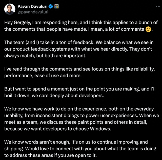 微软：我们看到了所有负面反馈 清楚Windows存在诸多需要改进之处