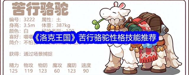 洛克王国破梦者性格（洛克王国苦行骆驼性格技能推荐）