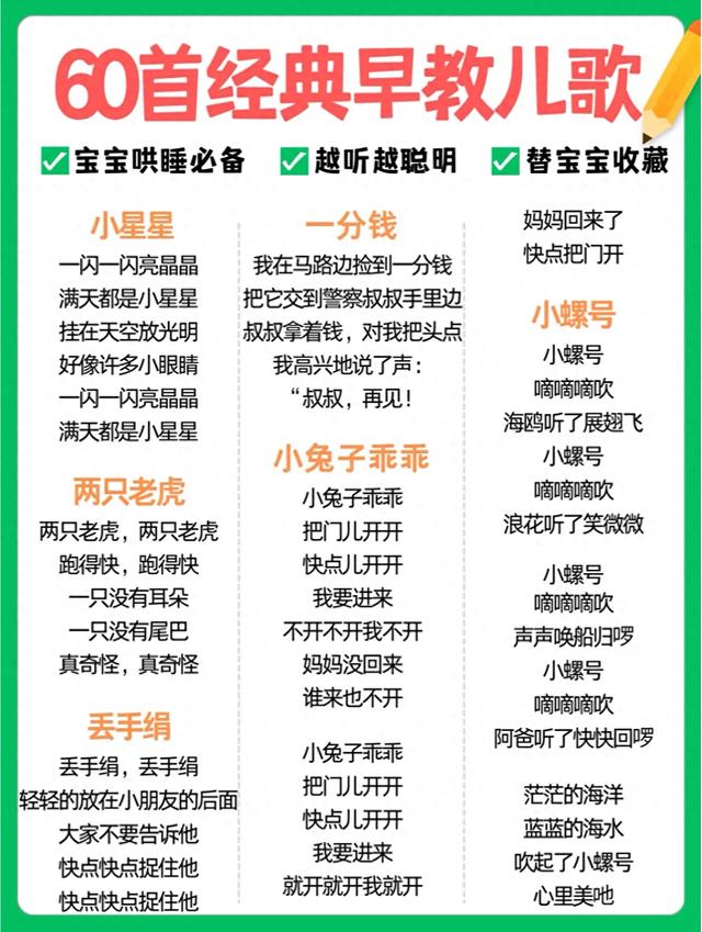 0岁婴儿早教儿歌有哪些0岁宝宝早教儿歌（03岁娃开口早的秘密60首幼儿园早教儿歌）