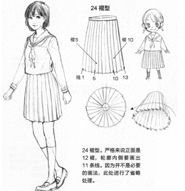 百褶裙解释是什么（动漫女生的裙子怎么画好动漫女生百褶裙画法）