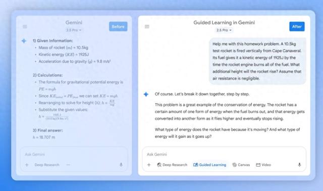 Google Gemini新增“引导式学习”工具 取代ChatGPT学习模式