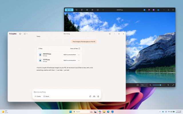 Windows上的Copilot应用引入新的主页和使用自然语言的文件搜索功能