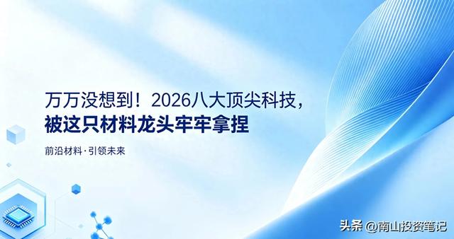 万万没想到!2026八大顶尖科技,被这只材料龙头牢牢拿捏