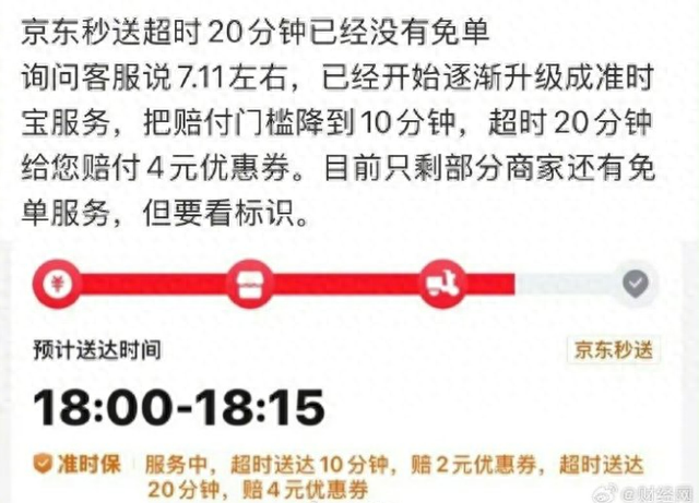 京东外卖全职骑手突破15万人，取消“超时20分钟免单”服务，客服回应