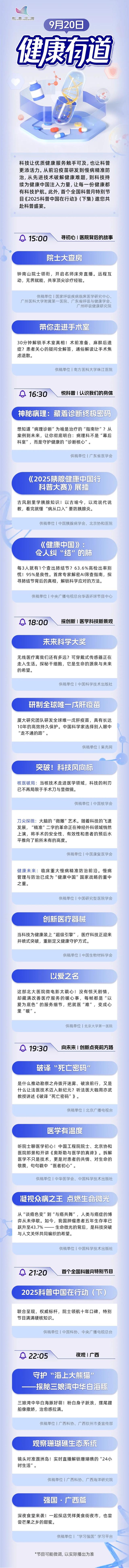 明日直播预告：科普之光·健康有道 15:00 准时开播