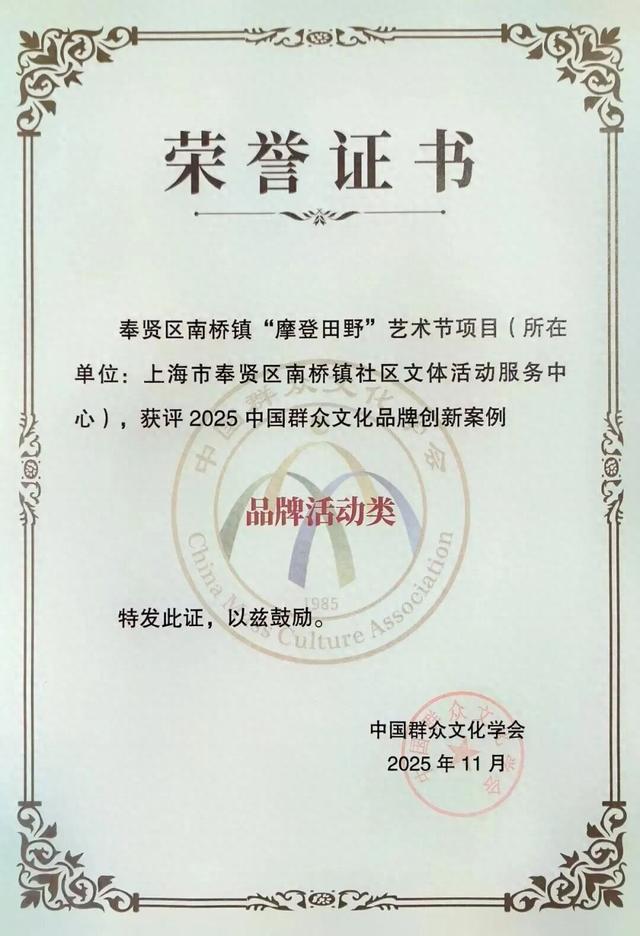 喜报！2025群众文化品牌发展大会，“摩登田野”艺术节老有腔调了！