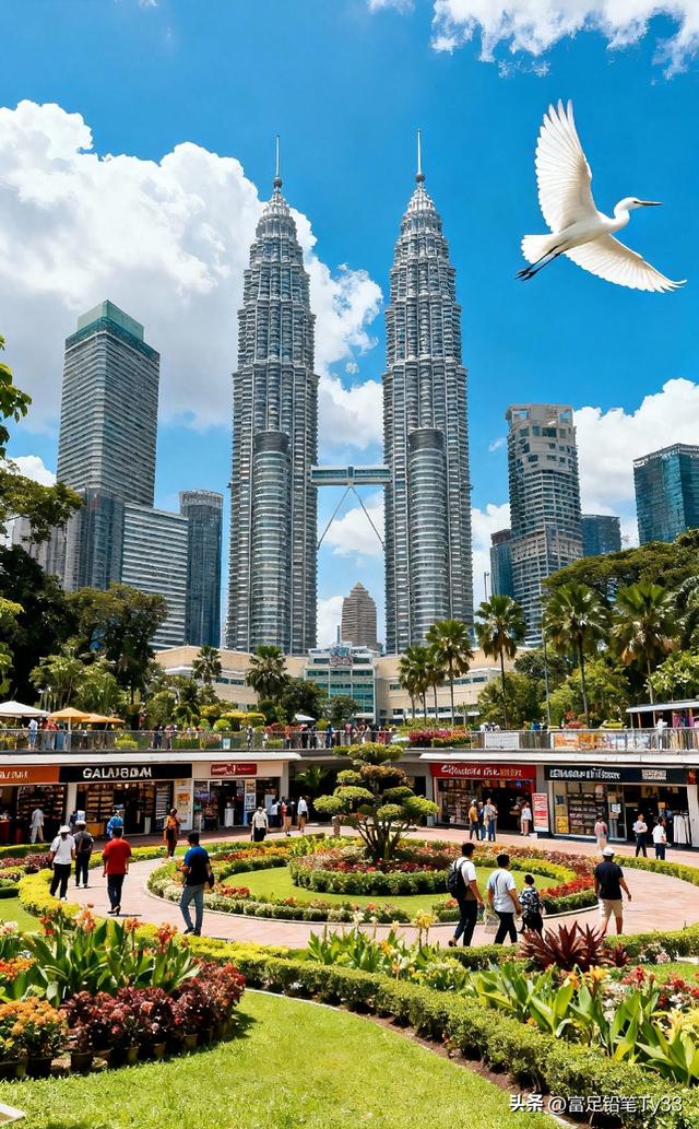 双子塔下，白鹭飞翔，景色宜人！