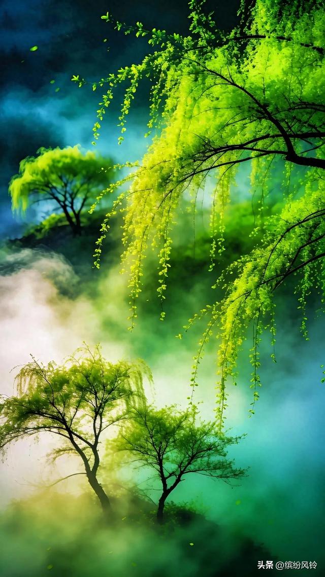 冬雪覆岸，落日将寒江揉成熔金晨露吻醒了太阳花的斑斓