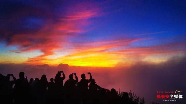 清晨的泰山集齐“日出+云海+宝光”！ 17℃风吹来像开了天然空调