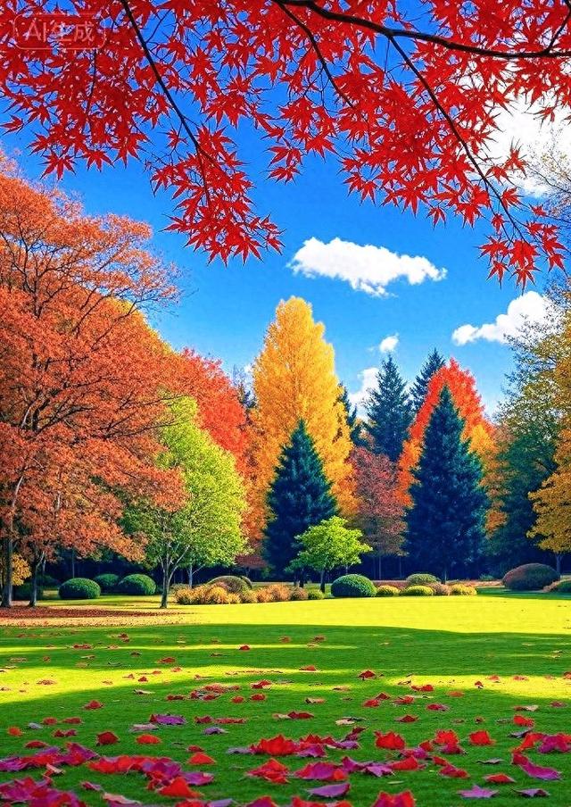 彩叶落满青坪，风都染了秋的颜色