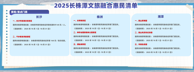 专属“福利”来了，2025长株潭文旅惠民清单发布