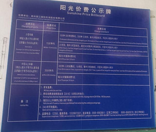 2025最新！泉州晋江机场停车费一天多少钱