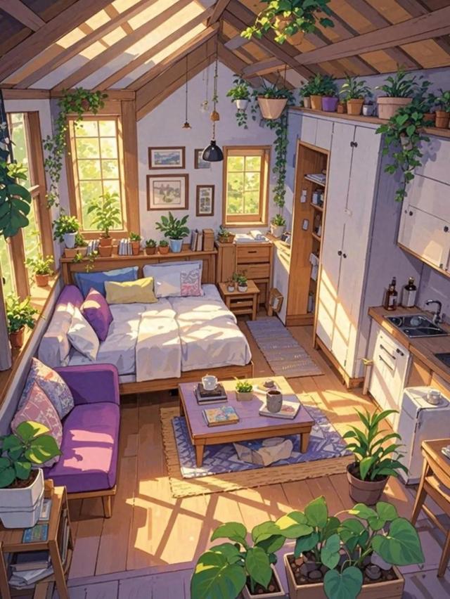 紫色治愈系小屋,心灵温暖的港湾