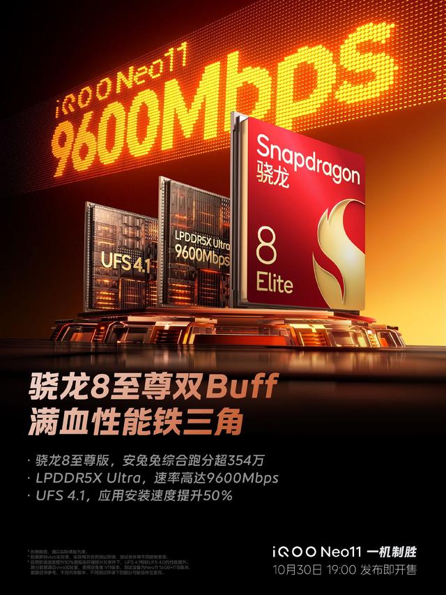 跑分超354万！iQOO Neo11“满血性能铁三角”公布，骁龙调校看iQOO