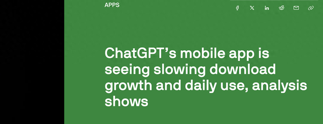 分析显示：ChatGPT移动端下载量与日常使用增长放缓