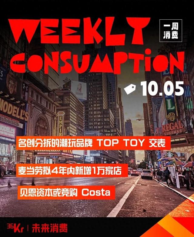 名创分拆的潮玩品牌 TOP TOY 交表；麦当劳拟4年内新增1万家店；贝恩资本或竞购 Costa丨品牌周报