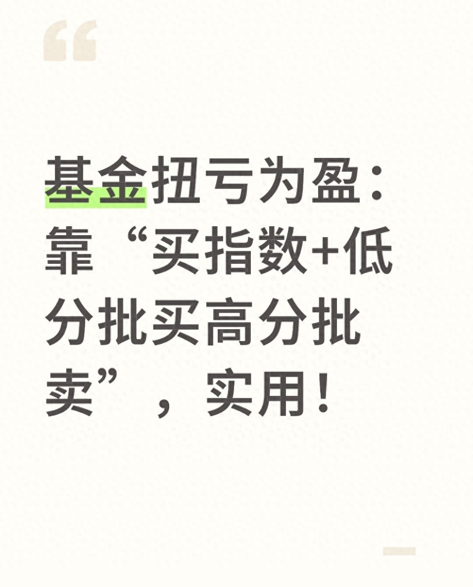 基金扭亏为盈靠买指数低分批买高分批卖实用!