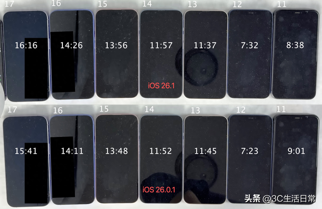 别再猜了！两天实测告诉你：iOS 26.1和26.0.1各机型续航表现
