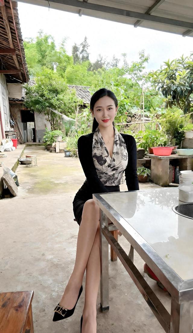 城里女孩回乡穿时尚，村头牌桌成T台，邻居都看呆了