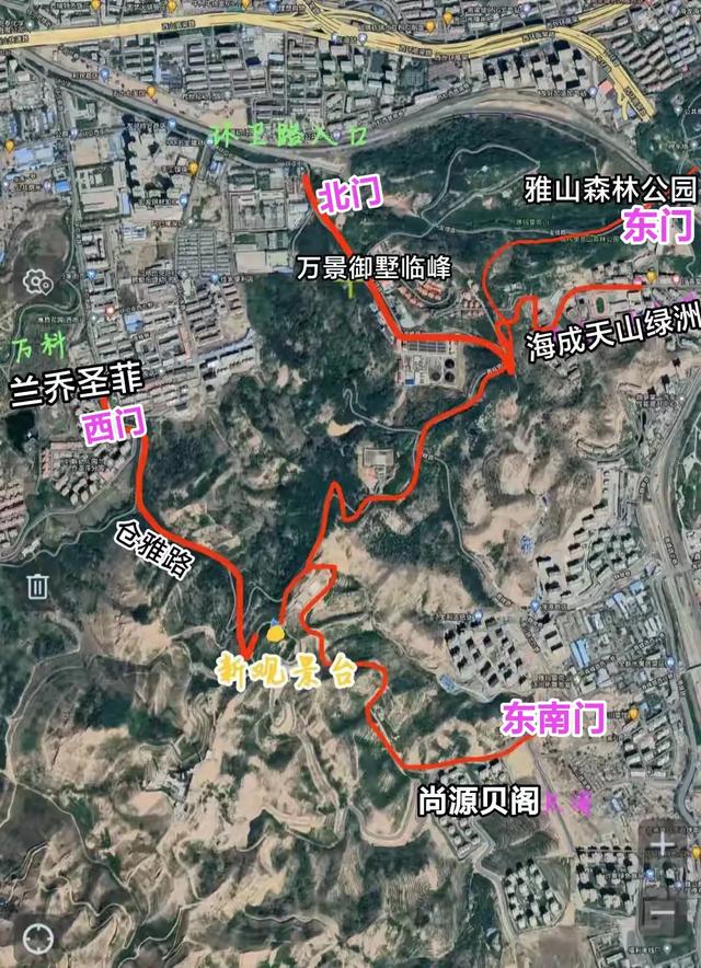 乌市雅山云满台详细路线，从西门进去，路况有柏油路石板路和土路