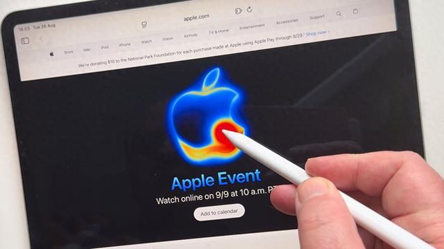 苹果官网的发布会徽标会在滑动时出现液态特效