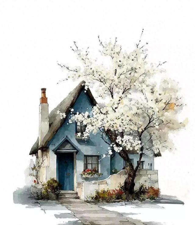 逃脱蓝色小屋攻略（水彩画蓝色治愈小屋）