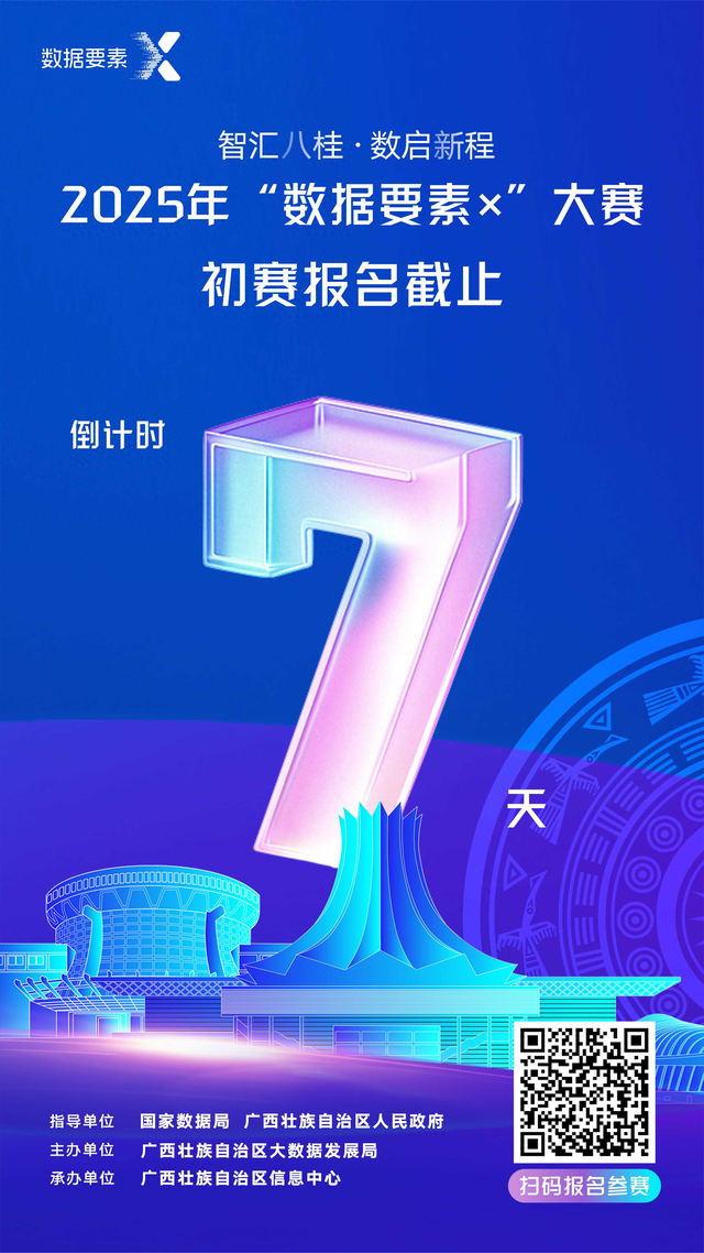 倒计时7天丨2025年 “数据要素 ×” 大赛广西分赛报名即将截止