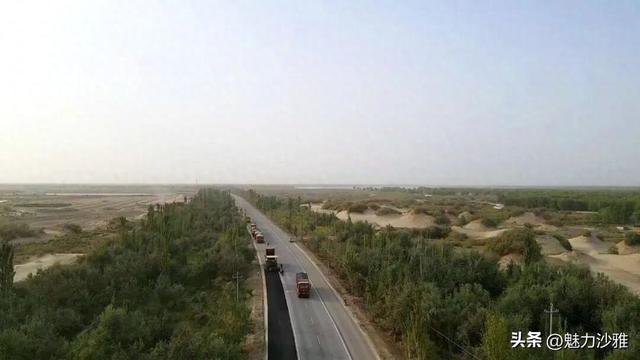 沙雅县沙雁洲景区沿线道路升级攻坚稳步推进