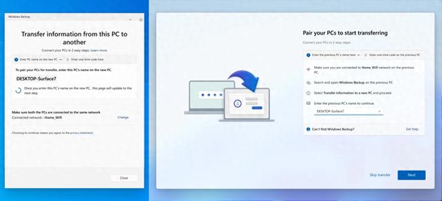 Windows 11 即将允许在安装过程中从旧电脑传输文件