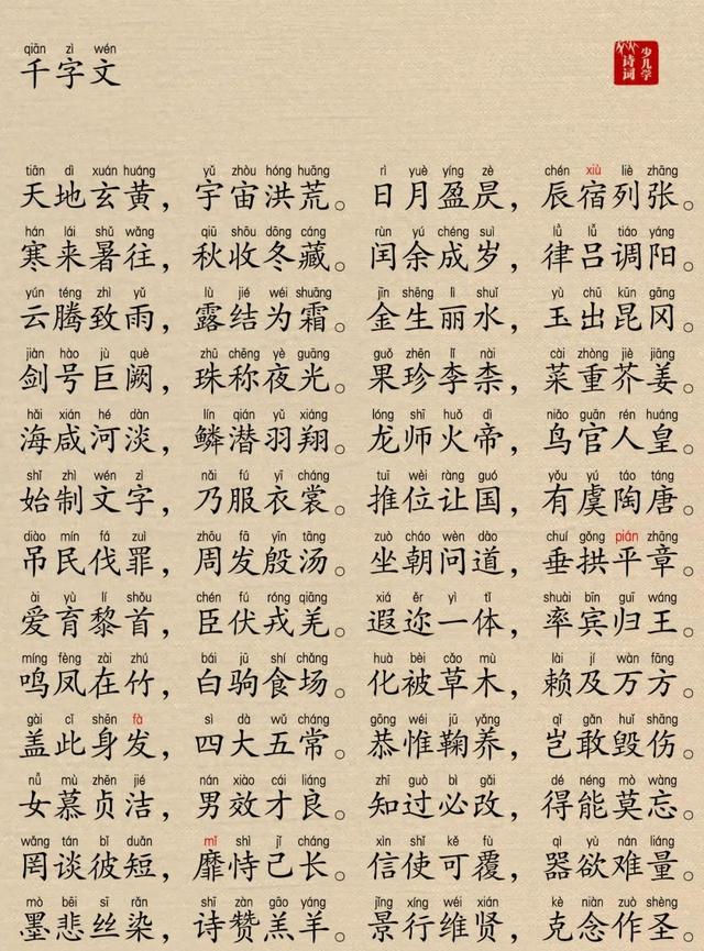 妍怎么读文字妍怎么读（千字文注音版）